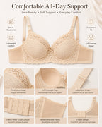 Plus Size Floral Lace Full Cup Bra