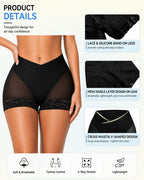 V Crossover Sheer Mesh Elastic Tummy Control Butt Lifting Shaping Panties