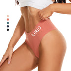 Women's Seamless Solid Color Drop Waist Thong 5-Pack