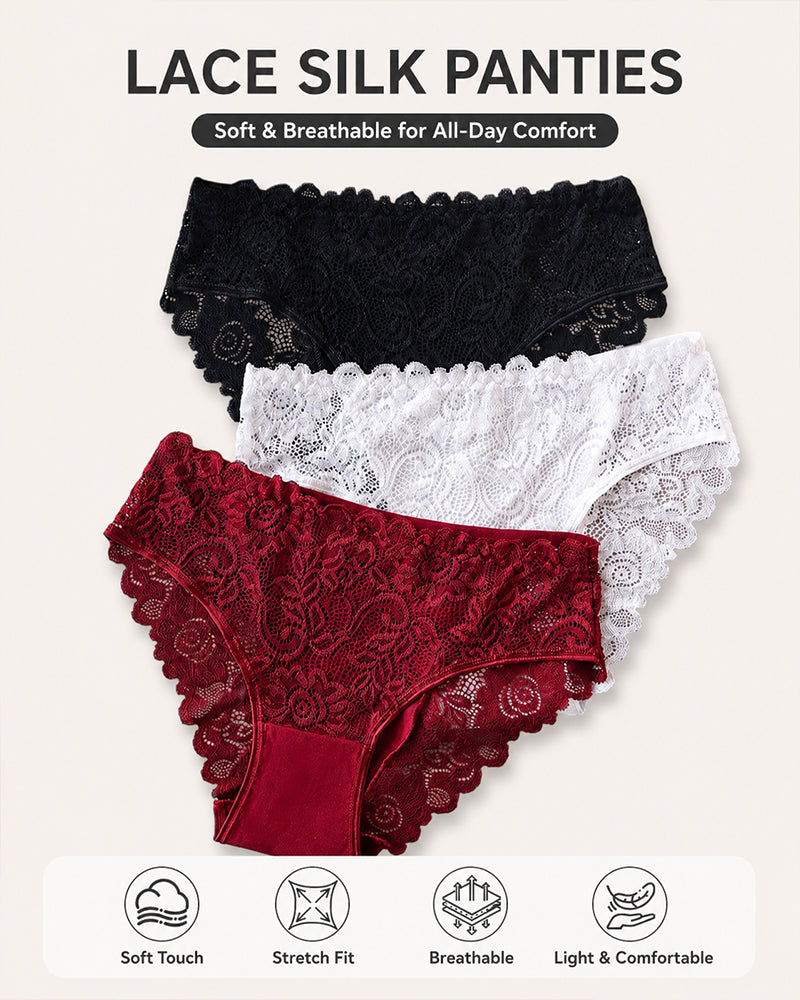5-Pack Sexy Lace Openwork Cotton Crotch High Elastic Panties