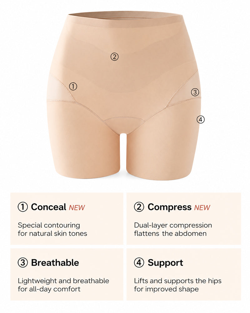 2-Pack High Waist Tummy Control Seamless Breathable Mesh Shaping Shorts