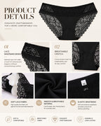 5-Pack Sexy Seamless Ice Silk Lace Patchwork Breathable Panties