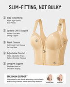 Front Closure Wide Straps Cup Full Coverage Push Up Bra