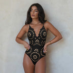 Flower Hollow One Piece Swimsuit and Skirt