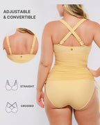 V-neck Elastic All In One Mesh Wrap Shaping Swimsuit