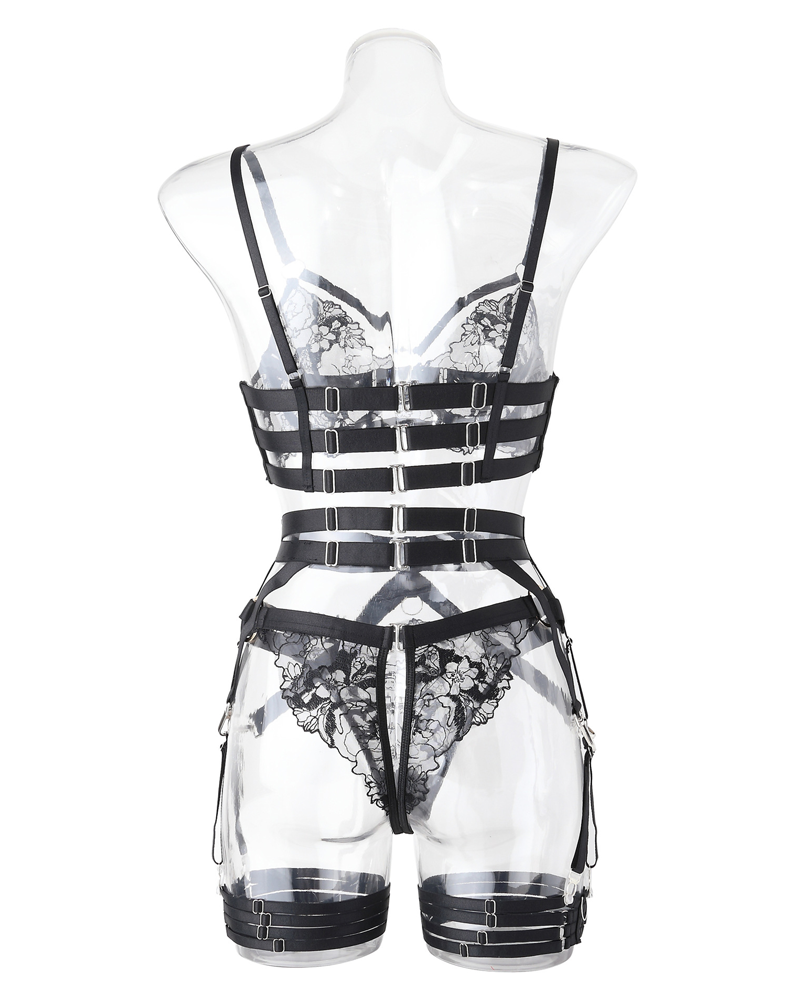 Sheer Strap Erotic Lingerie Set