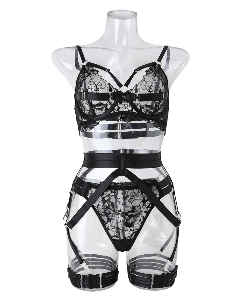 Sheer Strap Erotic Lingerie Set