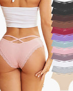 Women's Underwear Threaded Cotton Underwear Cute Bow Low Waist Bikini Lace Panties For Women