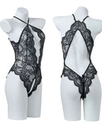 Sexy Lace Open Crotch Tights Pearl Backless Pajamas