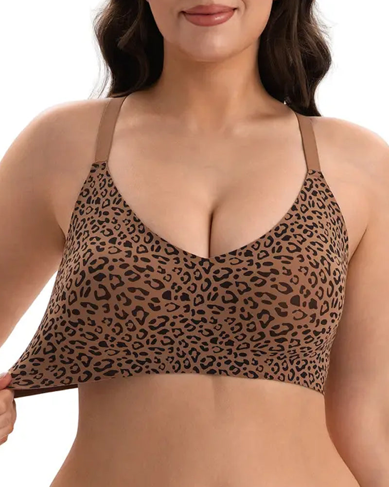 Women's Seamless Deep V Wire-Free Lace Back Vest Bra