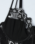 Luxury Floral Embroidered Crisscross Strap Lingerie Set
