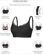 Women's Lace-Trimmed U-Shaped Wire-Free Seamless Comfort Bra