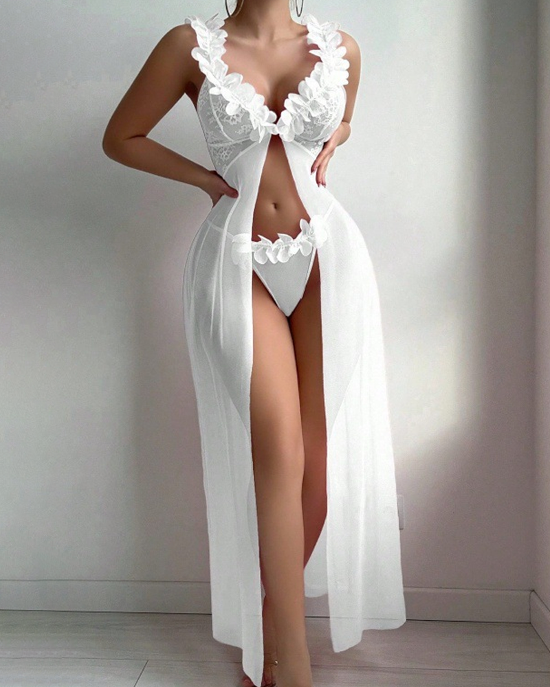 Sexy Printed Split Hem Maxi Nightdress