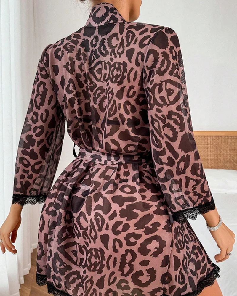 Sexy Leopard Print Spaghetti Strap Bikini Set
