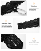 Pearl Decor See-Through Lace Thong
