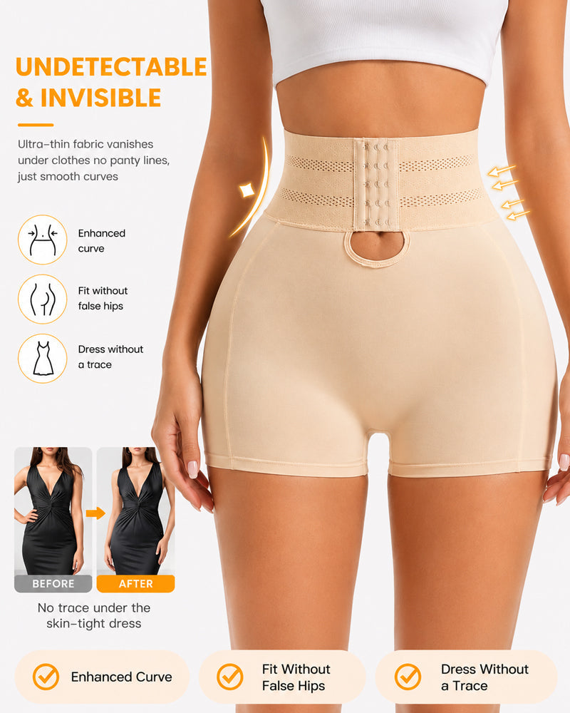 High Waist Tummy Control Hook-eye Hip-enhancing Shaping Shorts