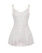Underwire Push-Up Mesh Lace Spliced Fitted Nightgown