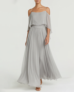 Chiffon Off-Shoulder Cami Wide-Leg Pants Set