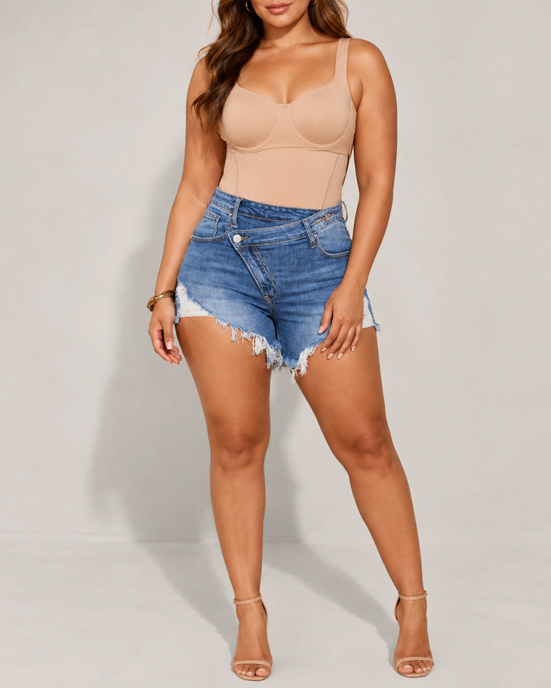 Women's Irregular Ripped Denim Shorts