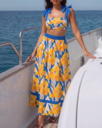 Iris Print Cut-out Swimsuit set