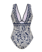 Sexy Blue Paisley Print Swimsuit Set