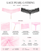 Pearl Decor See-Through Lace Thong