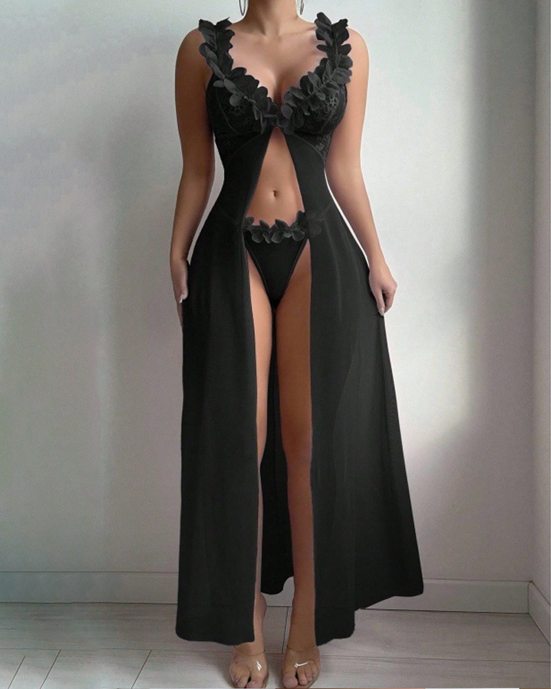 Sexy Printed Split Hem Maxi Nightdress
