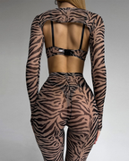 Sexy Zebra Print 4-Piece Lingerie Set