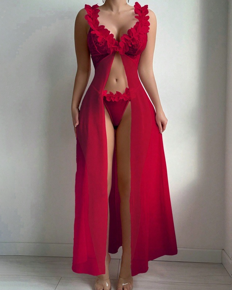 Sexy Printed Split Hem Maxi Nightdress