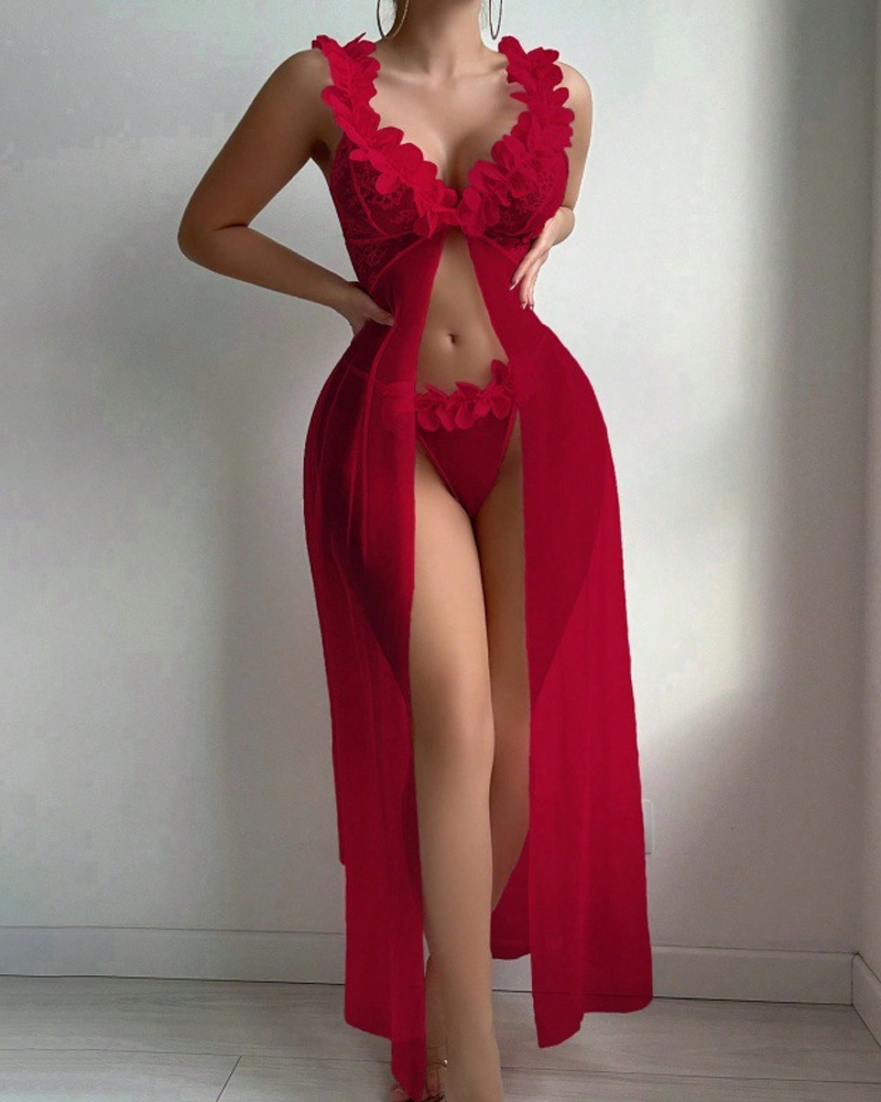 Sexy Printed Split Hem Maxi Nightdress