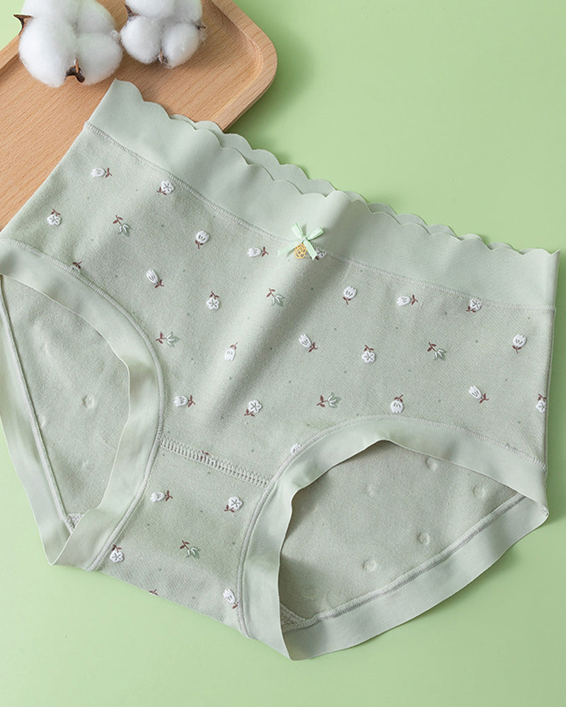 Floral Print Pure Cotton Seamless Breathable Panties