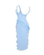 Sexy Ruffle Trim Slit Maxi Dress