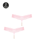 Pearl Decor See-Through Lace Thong