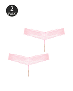 Pearl Decor See-Through Lace Thong