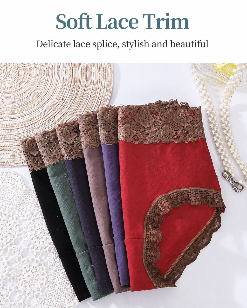 High-Waist Cotton Lace Briefs