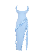 Sexy Ruffle Trim Slit Maxi Dress