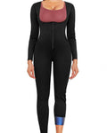 Solid color simple zipper sauna body shaping jumpsuit