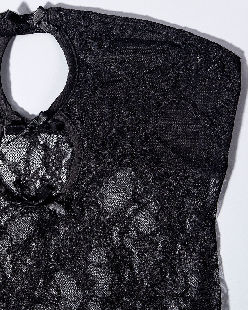 Lace Sheer Cut-Out Strapless Bodycon Dress