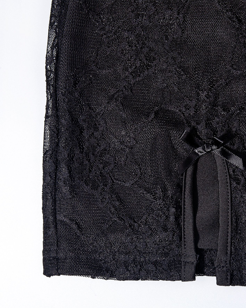 Lace Sheer Cut-Out Strapless Bodycon Dress
