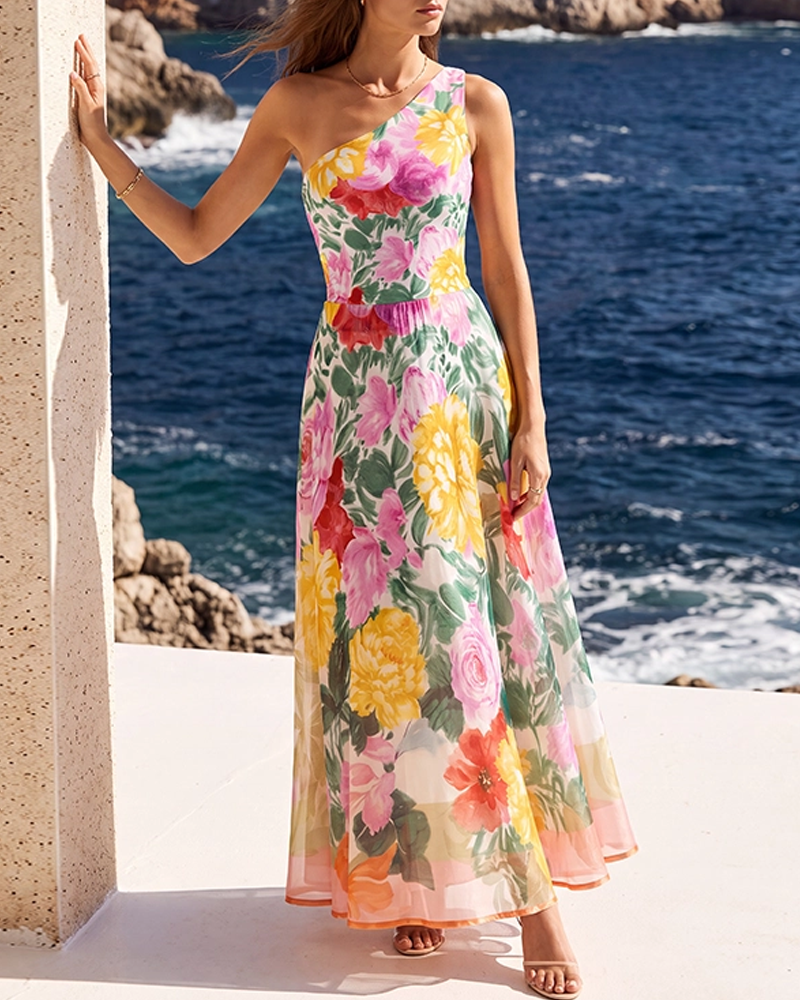 Adjustable Strap Abstract Floral Swimsuit Set