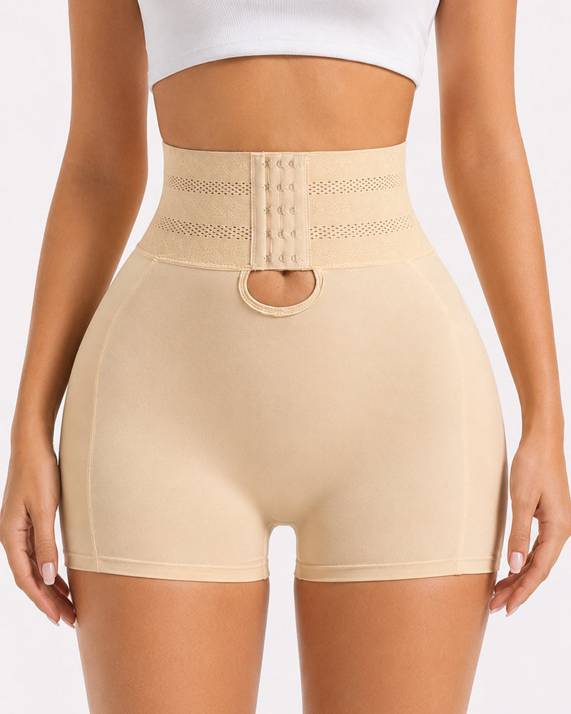 High Waist Tummy Control Hook-eye Hip-enhancing Shaping Shorts
