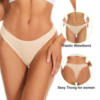 Women's Seamless Solid Color Drop Waist Thong