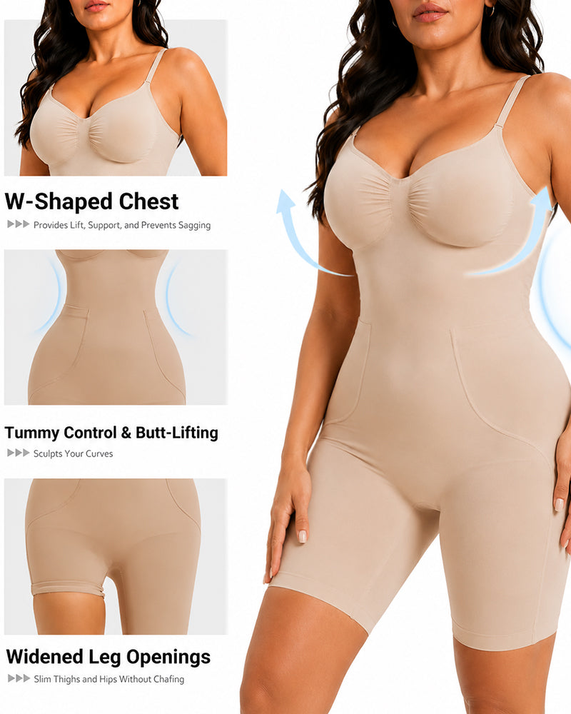 Seamless Tummy Control Back Pull-Down Bodysuit Shapewear