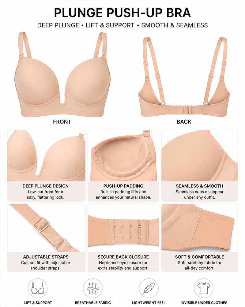 Women's Deep V-Neck Seamless Low Back Bra