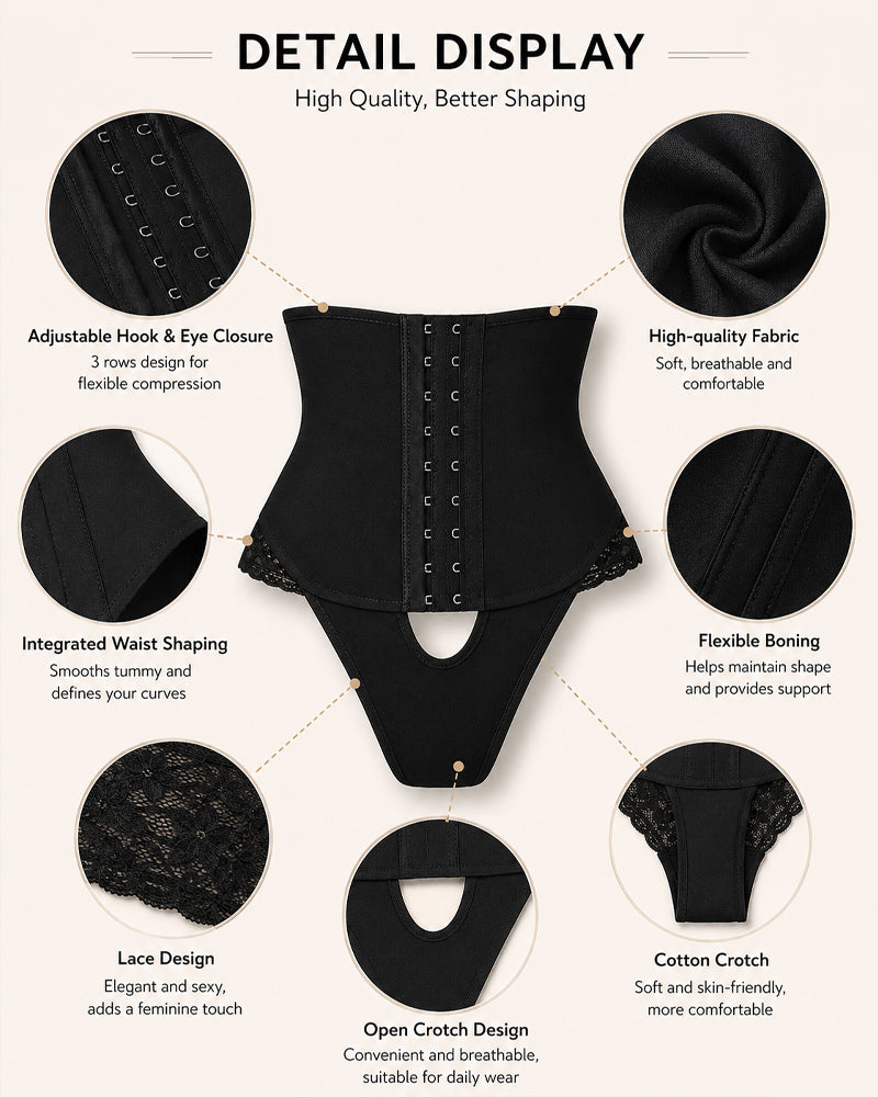 Front Closure Hook-eye Tummy Control Lace Shaping Panties