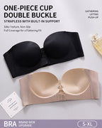 Double Front Closure Strapless Seamless Wire-free Push-up Bra