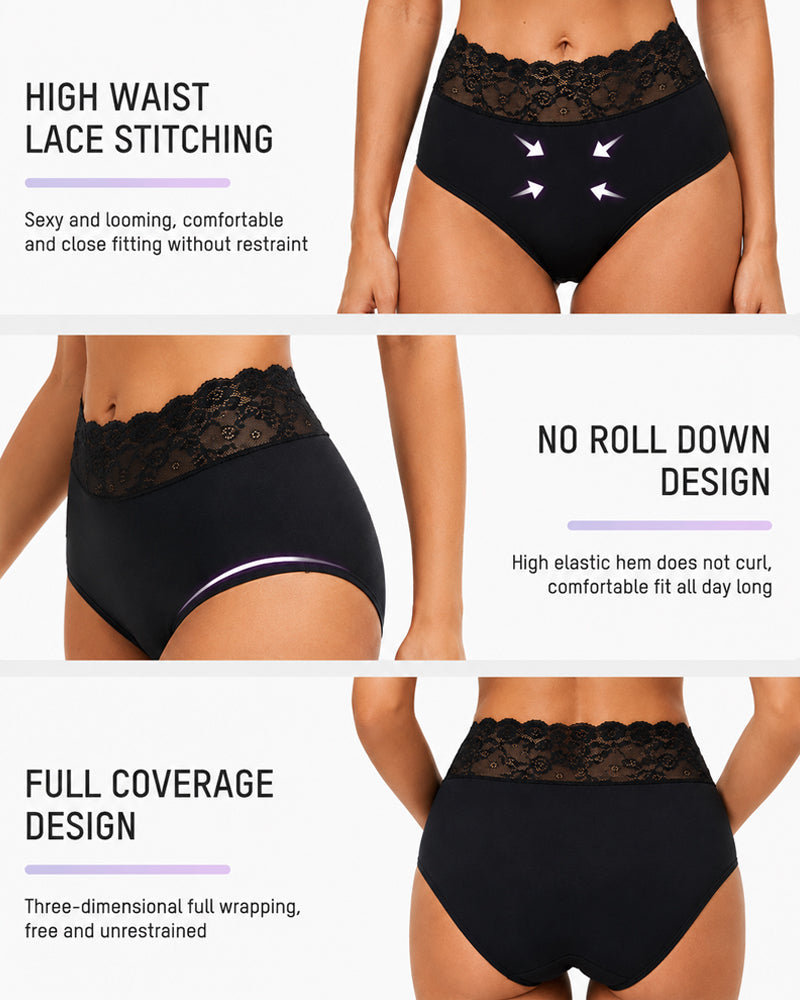 5-Pack Lace Trim Cotton Seamless Panties