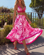 Sexy Cut-Out Floral Print Swimsuit Set