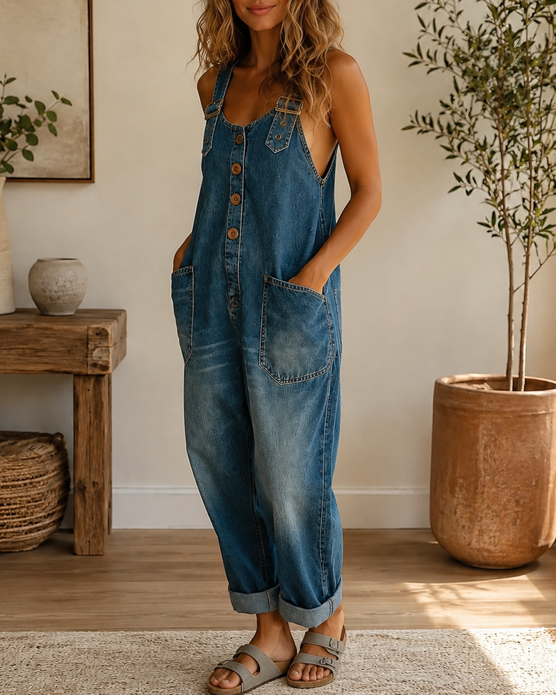 Vintage Loose Fit Casual Denim Jumpsuit