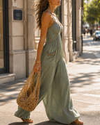 Sexy Vacation Style Solid Color Cami Jumpsuit